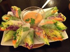 
                    
                        Thai Spring Rolls with Spicy Peanut Dipping Sauce
                    
                