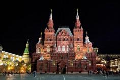 
                    
                        The State Historical Museum of Russian history anchors one end of Red Square in Moscow. It features exhibits from prehistoric inhabitants through the Romanov dynasty.
                    
                