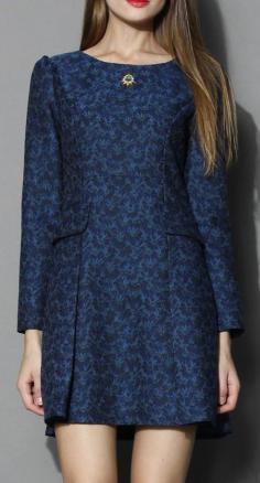 
                    
                        Daisy Jacquard Panel Dress in Navy
                    
                