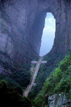 
                    
                        Tianmen (“Heavenly Gate”) Mountain National Forest Park lies only 8 kilometers south of the city of Zhangjiajie, China
                    
                
