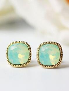 
                    
                        Mint Green Opal Titanium Stud Earrings Square
                    
                