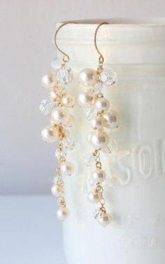 
                    
                        Pearl and Crystal Earrings Swarovski Bridal
                    
                