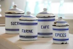 
                    
                        Vintage French enamel kitchen canisters | Decorative Country Living      ᘡղbᘠ
                    
                