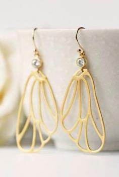 
                    
                        Gold Angel Wing Earrings Matte Gold Dangle Wing
                    
                