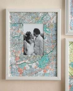 Map picture frame matting, cute idea for framing a vacation picture.