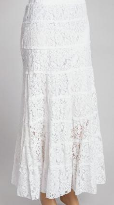 
                    
                        IRE White Tiered Floral Mesh Maxi Skirt
                    
                