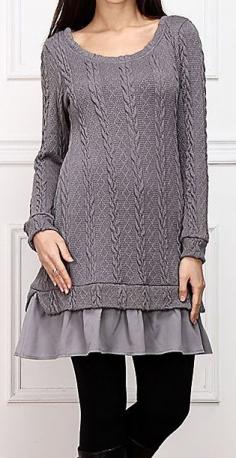 
                    
                        Gray Ruffle-Hem Sweater Dress
                    
                