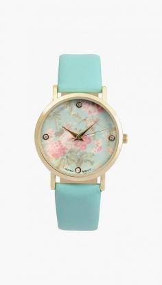 
                    
                        Journee Collection Mint Floral Faux Leather-Strap Watch
                    
                