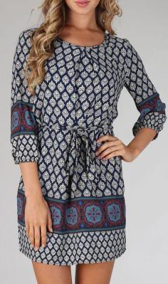 
                    
                        Pinkblush Navy Blue Diamond Blouson Dress
                    
                