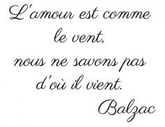 
                    
                        Fab French Balzac love quote. Basic English translation: "Love is like the wind, we never know where it will come from."
                    
                