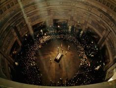 
                    
                        John F. Kennedys coffin lies in state beneath the Capitols dome, November 1963.Photograph by George F. Mobley
                    
                