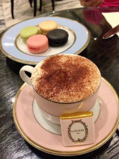 
                    
                        Macarons and Cafe au lait at Laduree, Paris, France ~ several locations in Paris!
                    
                