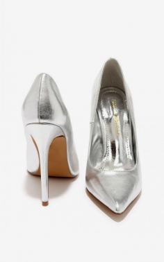 
                    
                        Click Your Heels Silver Pointed Pumps
                    
                