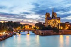 
                    
                        Notre Dame de Paris and Seine River at Dusk
                    
                