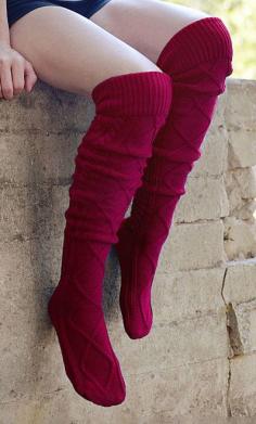 
                    
                        CoziBear Boutique Burgundy Cable-Knit Over-the-Knee Socks
                    
                