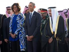 
                    
                        Michelle Obama and the President at the funeral for King Abdullah.
                    
                