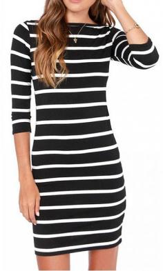 
                    
                        Black Contrast White Striped Dress
                    
                
