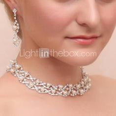 
                    
                        Gorgeous Alloy Rhinestone Wedding Bridal Necklace and Earrings Jewelry Set
                    
                
