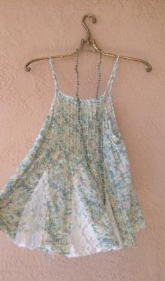 
                    
                        Free People Resort Romantic flowy mint floral with lace insets camisole
                    
                