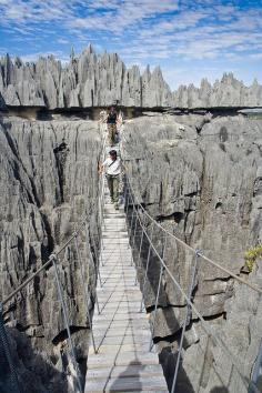 
                    
                        Crossing Tsingy de Bemaraha, a geological wonder in northern Madagascar (by Pierre-Yves Babelon).
                    
                