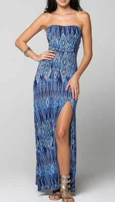 
                    
                        La Scala Royal Blue Abstract Cutout Strapless Maxi Dress
                    
                