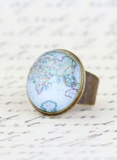 
                    
                        Cocktail Ring, Map Ring, Gift For Traveler
                    
                