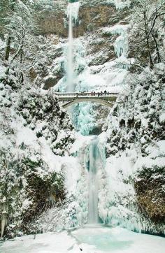 
                    
                        Bridge over winter falls
                    
                