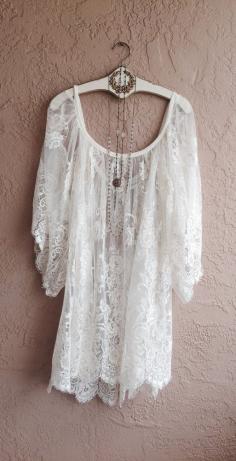 
                    
                        Jens Pirate Booty Ethereal NENA tunic Lace Off shoulder Cape sleeve romantic dress
                    
                