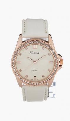 
                    
                        Geneva Platinum Rose Goldtone & White Quilted-Face Watch
                    
                