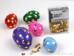 
                    
                        Polka dot thumb tack easter eggs.  Fast and easy to do!
                    
                