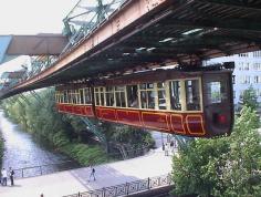 
                    
                        The Wuppertal "kaiserwagen" which once carried the German Emperor. Opened in 1903, this suspended monorail is one of the safest modes of transportation!
                    
                