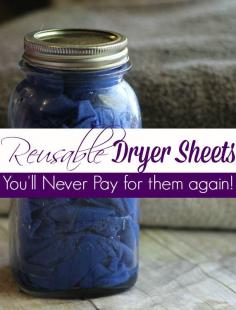 
                    
                        Looking for a great way to cut your laundry costs? These DIY Reusable Dryer Sheets are just the ticket! You'll never buy fabric softener sheets again after you try these! All natural, chemical free and budget friendly too!
                    
                