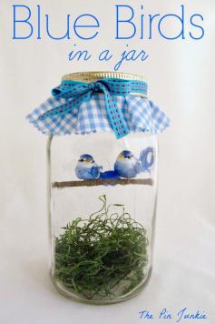 
                    
                        These blue birds in a jar make me smile!
                    
                