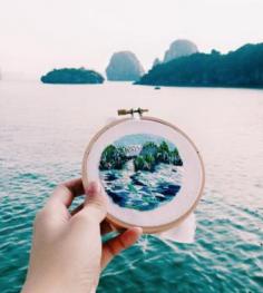 
                    
                        So Inspiring! She embroiders her travel 'snapshots' while she's traveling. What a talent!
                    
                