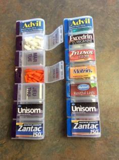 
                    
                        Great use for the 'days of the week' pill organizers - You could print labels and attach them - Perfect for travel
                    
                