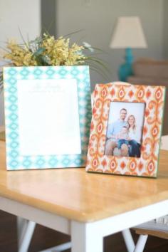 
                    
                        Use this tutorial for patterned DIY frames to spice up some existing frames around your home - adds a fun pop of color!
                    
                