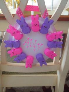 
                    
                        Peep Chair Backer.  Fun with Easter Peeps || The Chirping Moms
                    
                