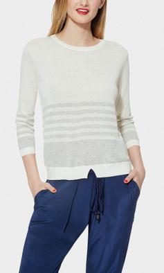 
                    
                        Sultrier than your average striped sweater, this semi-sheer pullover is perfect for throwing over a silk cami or slinky slip dress.
                    
                