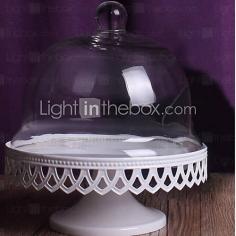 
                    
                        White Wrought Iron Cake Set With Glass Dome
                    
                