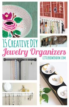 
                    
                        15 Creative DIY Jewelry Organizers you can make yourself! | littleredwindow.com
                    
                
