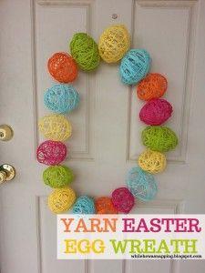
                    
                        Yarn Easter Egg Wreath.  DIY yarn easter eggs!  Why didn't I think of that!?
                    
                