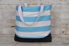 
                    
                        Extra large beach bag blue and white stripe bag by EmmyLoubags
                    
                