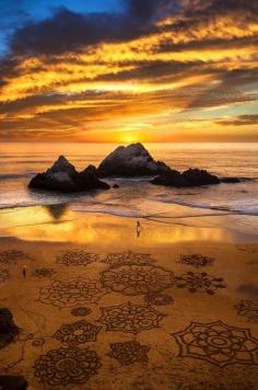 
                    
                        Sunset run, sand art, ocean beach, SF by F. Rowe
                    
                