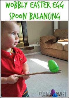 
                    
                        Easter Egg Spoon Balancing Activity. This balancing activity is so funny. Handle a wooden spoon to balance the Easter egg, make sure that you can’t drop the Easter egg. I like this idea for it can train the balance ability for kids. hative.com/...
                    
                