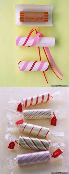 
                    
                        roll of coins stocking stuffer...cute idea!! So doing this! My boys love coins!
                    
                