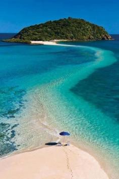 
                    
                        Fiji, sandbar path allows you to walk on water to that island.
                    
                