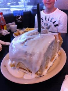 
                    
                        The famous 3 pound  cinnamon roll from Lulu's Bakery and Cafe in San Antonio, Texas as featured on Man vs Food. Worth every bite!!!!
                    
                