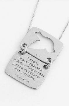 
                    
                        Bird Necklace, Winnie the Pooh, You Are Braver Than You Believe, Inspirational quote necklace
                    
                