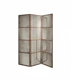 
                    
                        Uttermost - Avidan Three Panel Screen Mirror  “Mirrors serve such an important purpose in the home. Not only do they open up a space, but they also reflect light and enhance the décor. This mirrored screen is beautifully finished in antiqued gold.”
                    
                