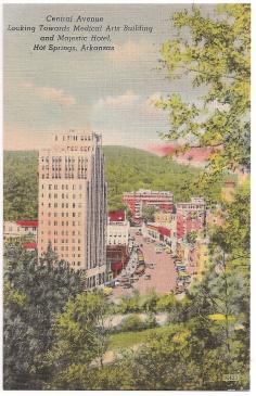 
                    
                        Downtown Hot Springs Arkansas AR, Central Avenue vintage view
                    
                